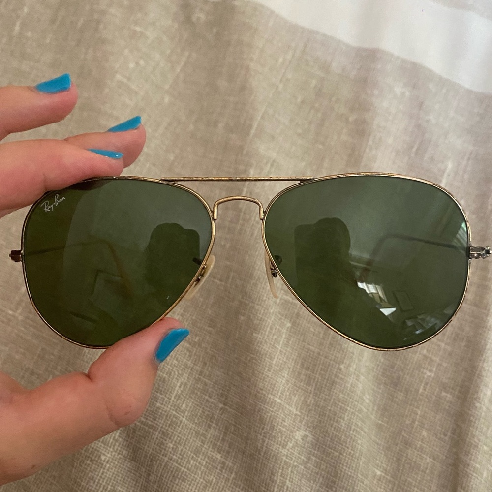 Ray-Ban Gold Green Aviator Sunglasses